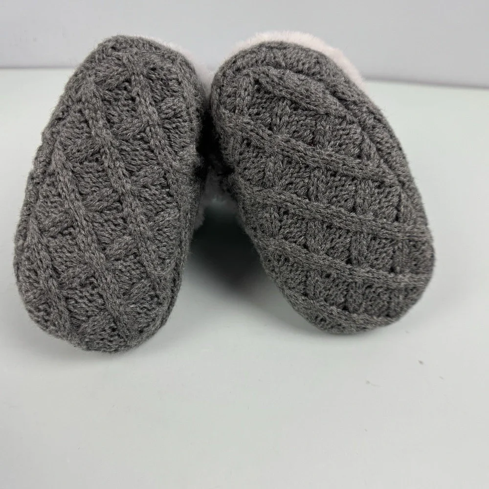 Stepping Stones Infant Baby Faux Fur Cable Knit Booties Shoes Size 3-6M Gray New